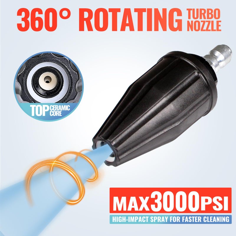 YAMATIC Pressure Washer Tips Turbo Nozzle, 360Â° Rotating Spray Turbo 3000 PSI 4.0GPM with 1/4" Quick Connector, Compatible with Ryobi, Greenworks, Craftsman, Troybilt, Simpson - Image 3